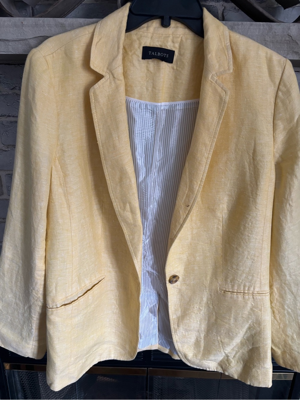 Talbots Pale Yellow Linen Blend Blazer